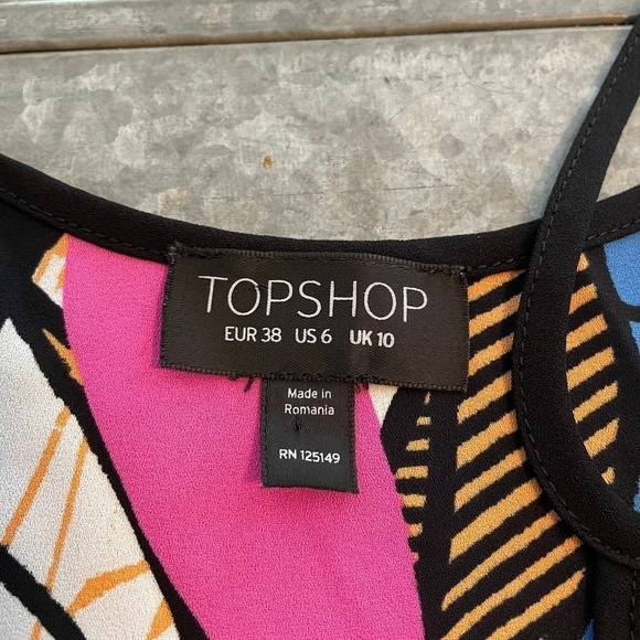 Topshop Abstract Graphic Print Camisole 6 Pink Blue Orange White Tank Top Shirt - Picture 2 of 7
